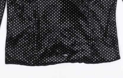 C&A Women's Black Polka Dot V-Neck Top Size 10