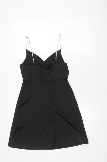 New Look Women's Black Short V-Neck Dress Size 8