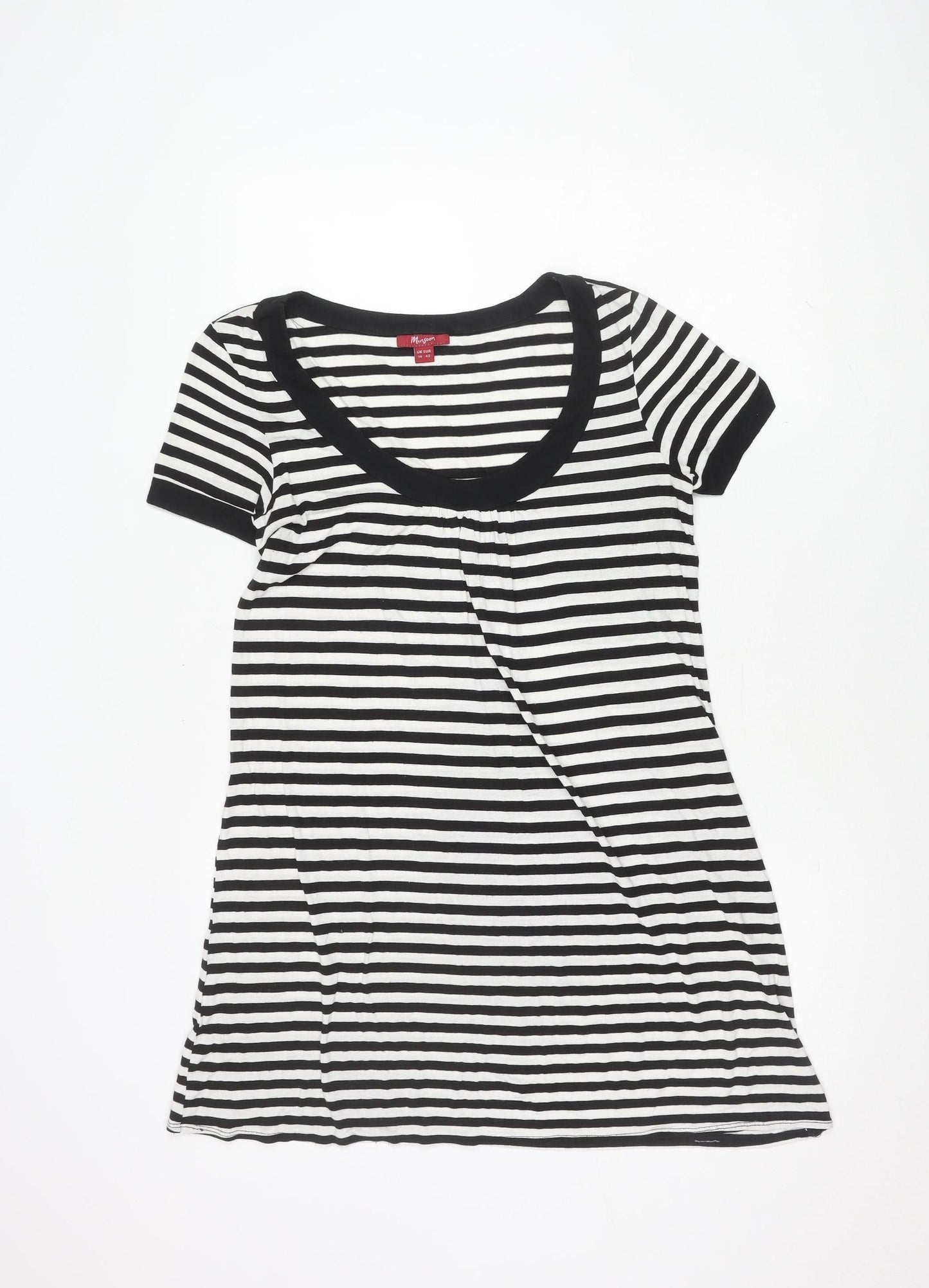 Monsoon Women's Black White Striped T-Shirt Dress Size 14