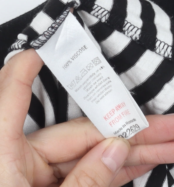 Monsoon Women's Black White Striped T-Shirt Dress Size 14