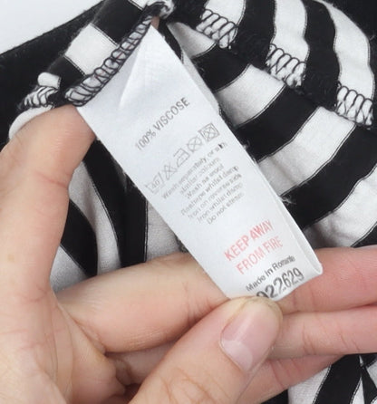 Monsoon Women's Black White Striped T-Shirt Dress Size 14