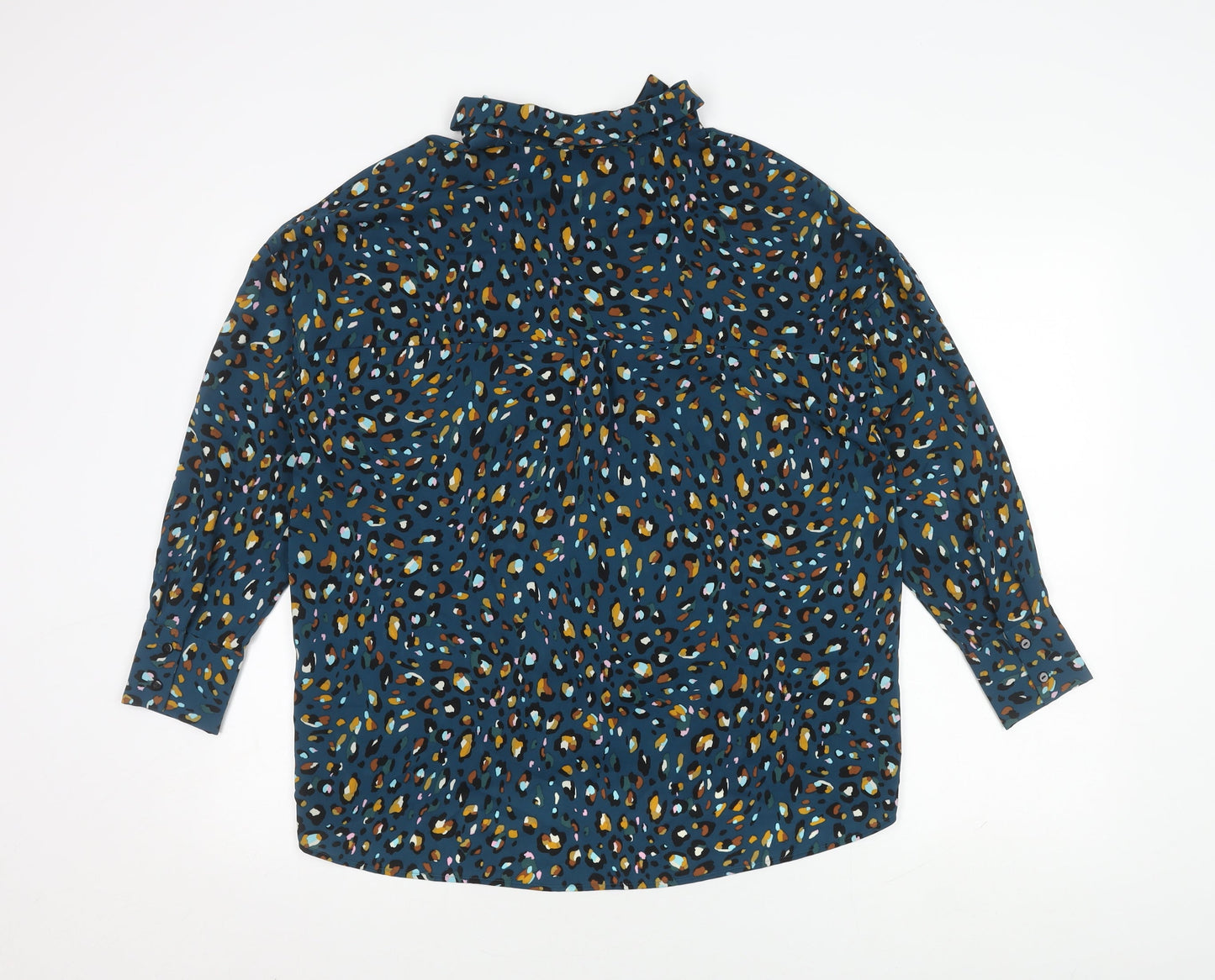 Marks and Spencer Blue Animal Print Button-Up Shirt