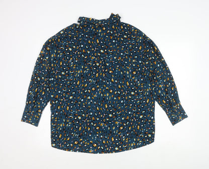 Marks and Spencer Blue Animal Print Button-Up Shirt