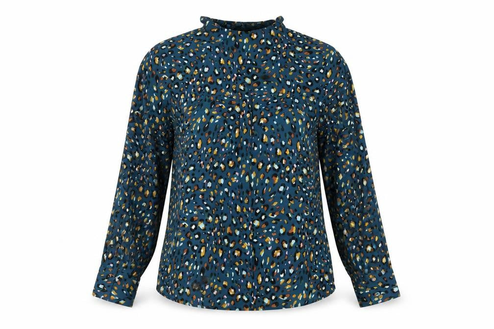 Marks and Spencer Blue Animal Print Button-Up Shirt
