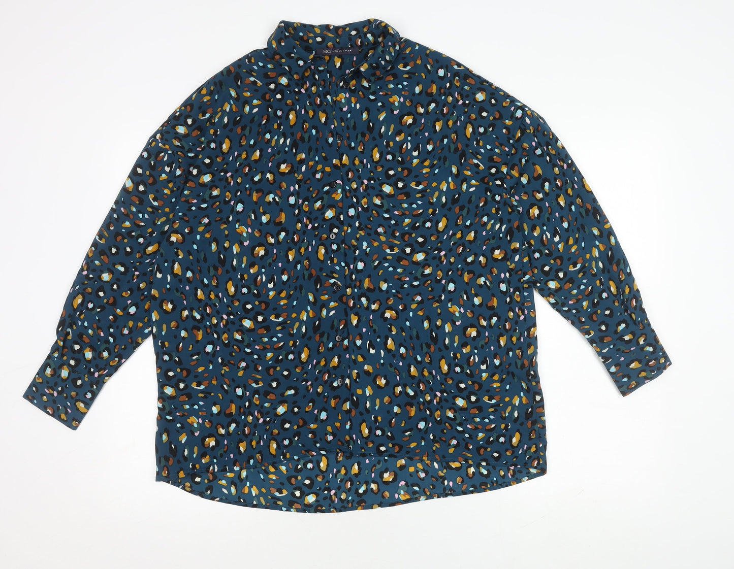Marks and Spencer Blue Animal Print Button-Up Shirt