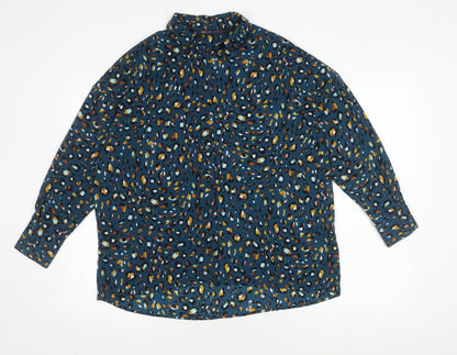 Marks and Spencer Blue Animal Print Button-Up Shirt