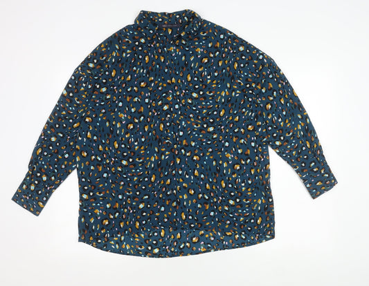 Marks and Spencer Blue Animal Print Button-Up Shirt