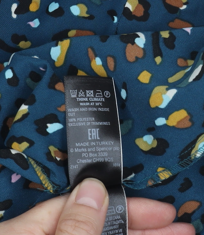 Marks and Spencer Blue Animal Print Button-Up Shirt