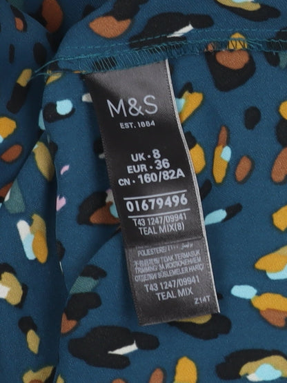Marks and Spencer Blue Animal Print Button-Up Shirt