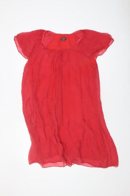 Phase Eight Women's Red Chiffon Flutter Sleeve Dress M