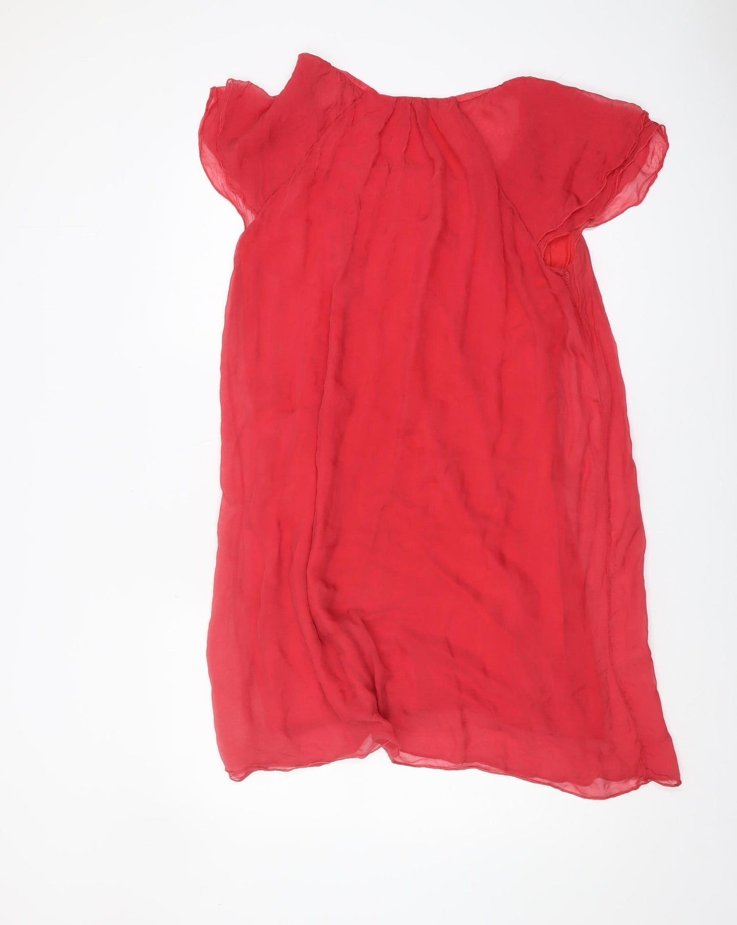 Phase Eight Women's Red Chiffon Flutter Sleeve Dress M