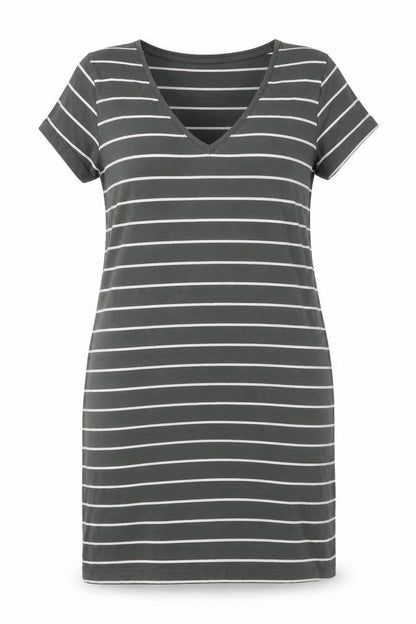 BASIC Women's Green Striped T-Shirt Dress Size 12