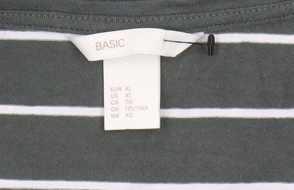 BASIC Women's Green Striped T-Shirt Dress Size 12