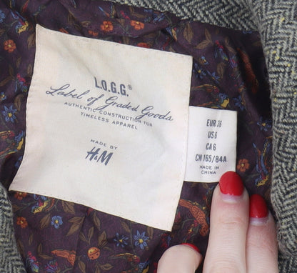 Grey H&M Women's Tweed Blazer Size 8 - Lined, Casual