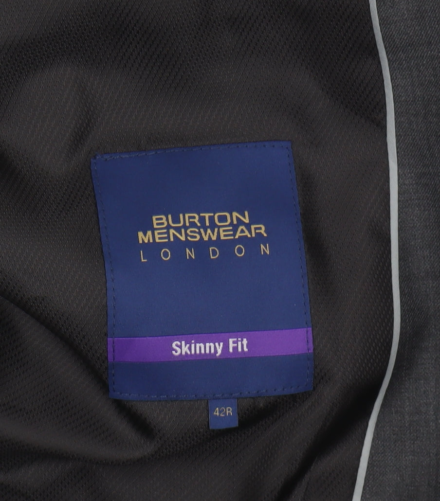 Mens UK Size 42 Burton Regular Grey Suit Jacket