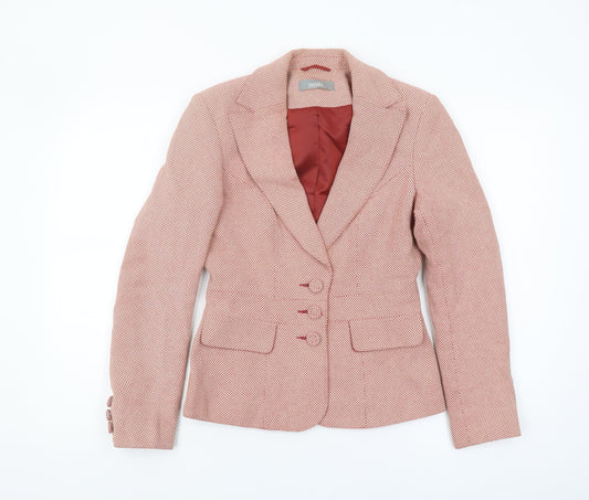 Wallis Women's Red Geometric Blazer - Size 8