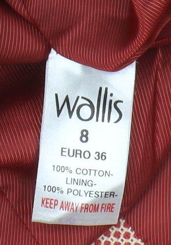 Wallis Women's Red Geometric Blazer - Size 8