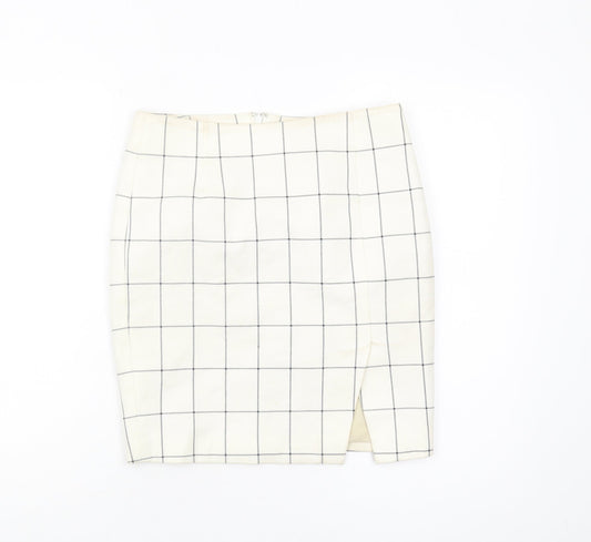 Banana Republic Women's Ivory Petite Check Pencil Skirt