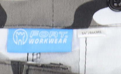 Fort Workwear Men's Camouflage Cargo Trousers 34 Multicoloured