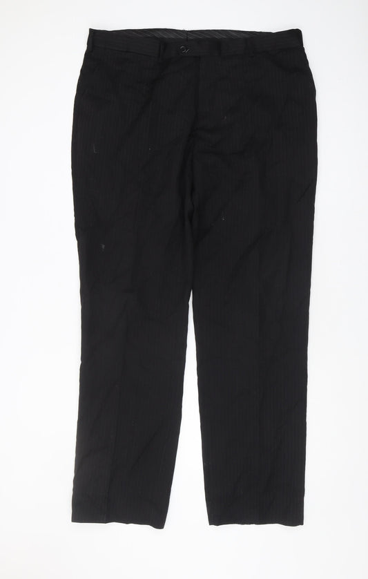 Skopes Men's Black Wool Pinstripe Trousers XL