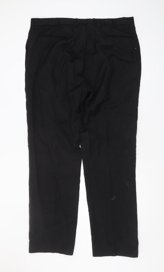 Skopes Men's Black Wool Pinstripe Trousers XL