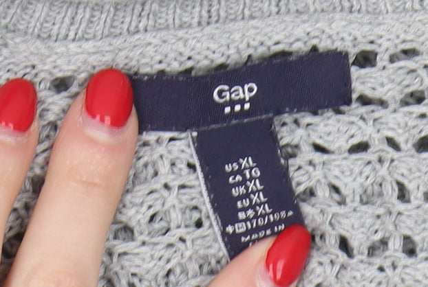 Gap Women's Grey Open-Knit Cardigan, XL