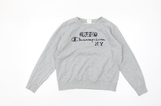 Additional front view of Champion Grey unisex adults medium pullover sweatshirt