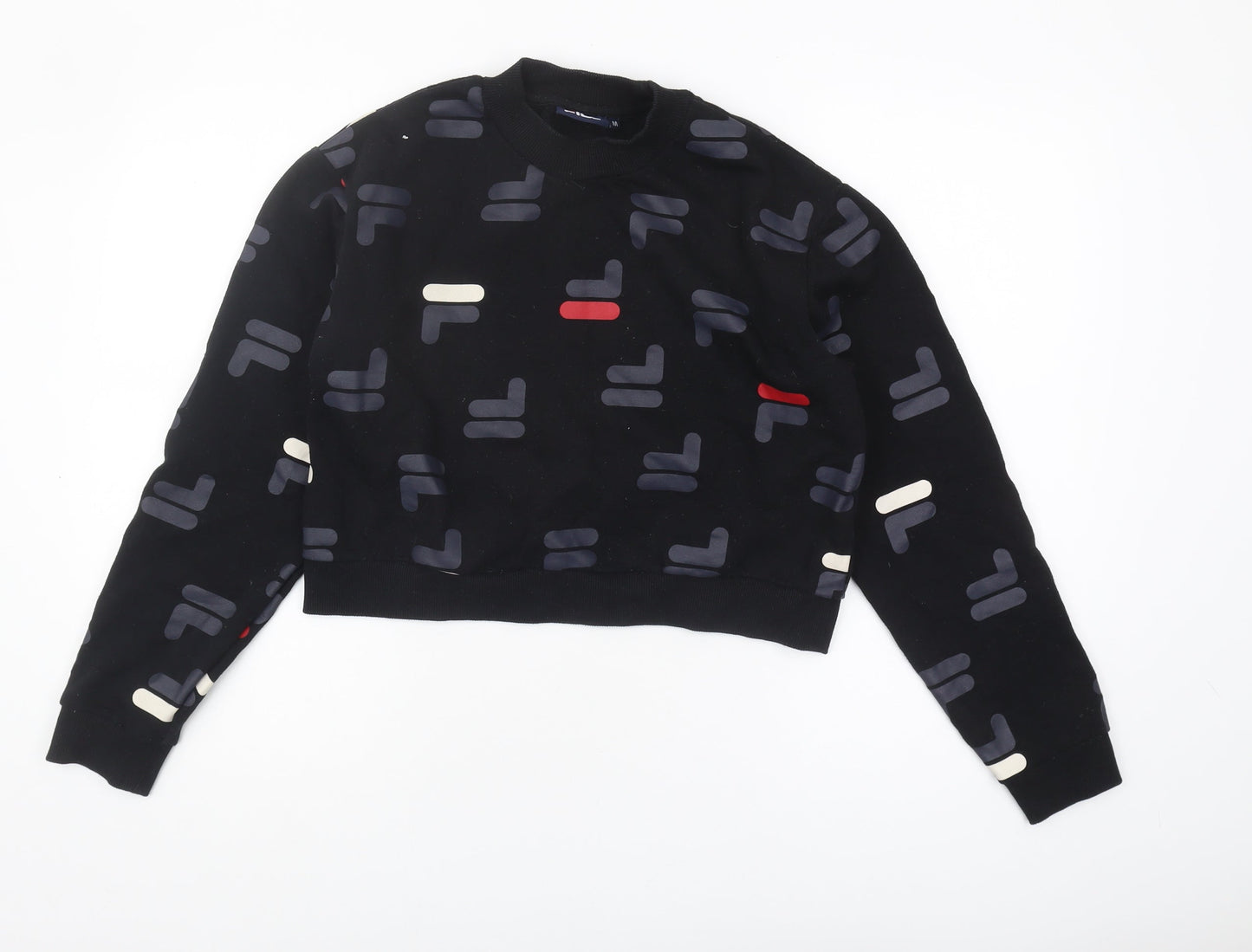 Fila Women's Black Geometric Pullover Sweatshirt M