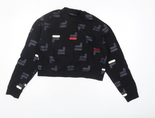 Fila Women's Black Geometric Pullover Sweatshirt M