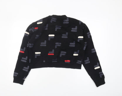 Fila Women's Black Geometric Pullover Sweatshirt M