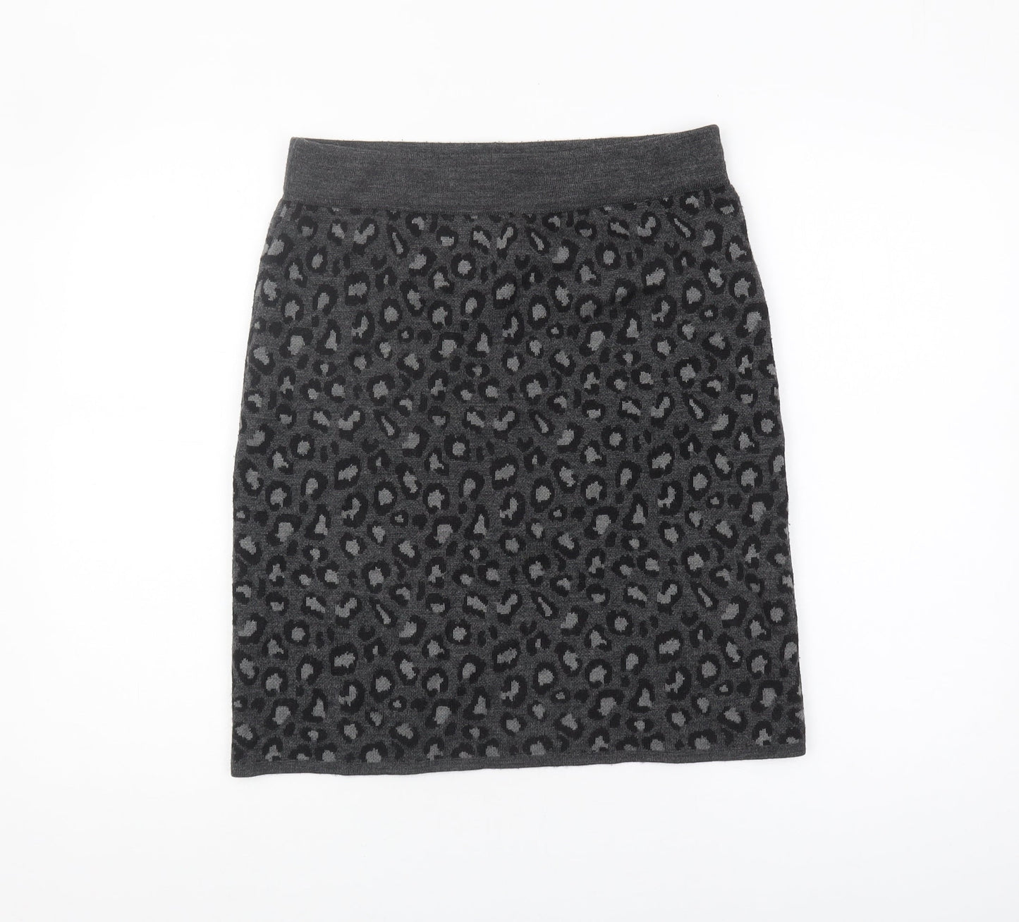 Cynthia Rowley Women's Grey Animal Print Knit Skirt M