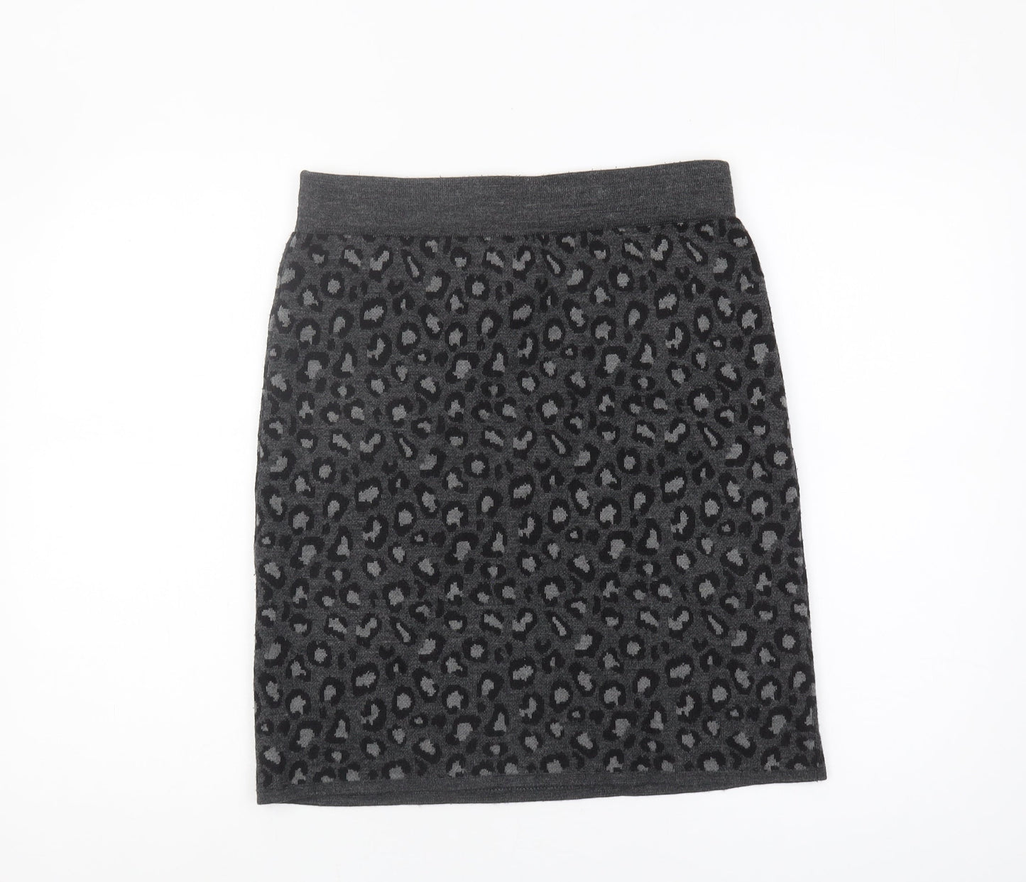 Cynthia Rowley Women's Grey Animal Print Knit Skirt M