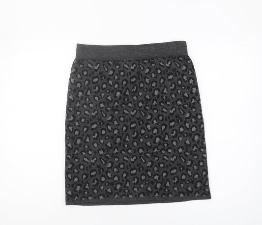 Cynthia Rowley Women's Grey Animal Print Knit Skirt M