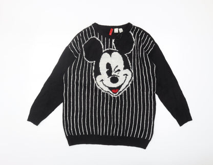 Disney Women's Black Pullover Mickey Mouse Jumper S