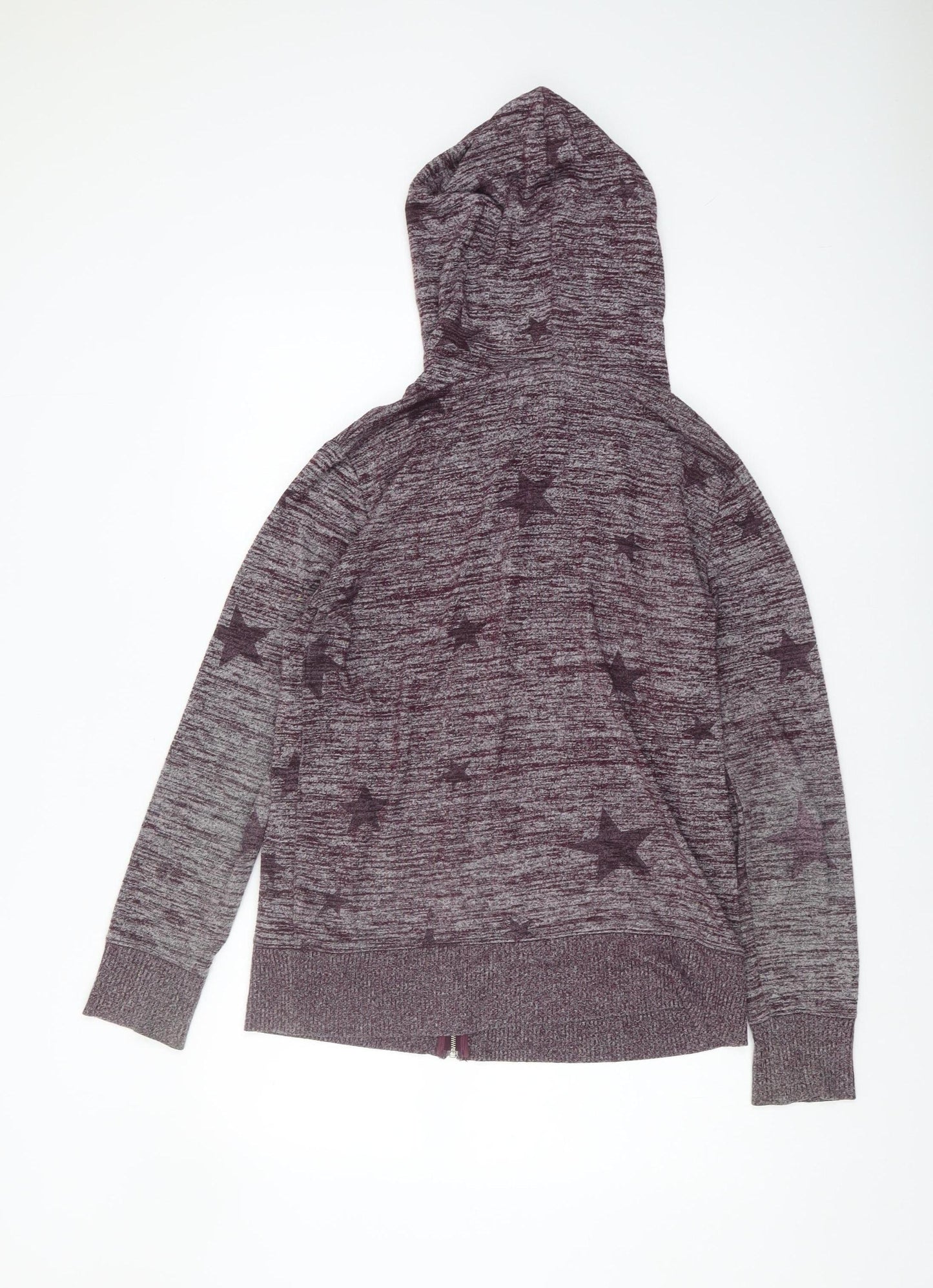 GAP Women's Purple Hooded Star Knit Full Zip Jumper S