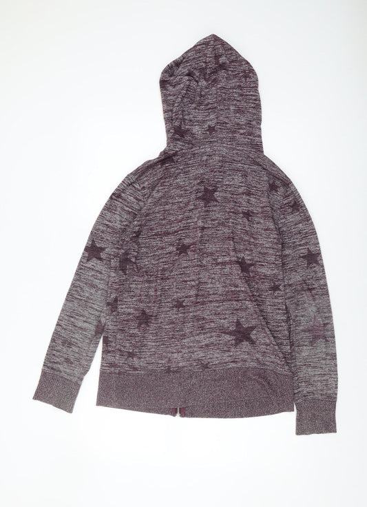GAP Women's Purple Hooded Star Knit Full Zip Jumper S
