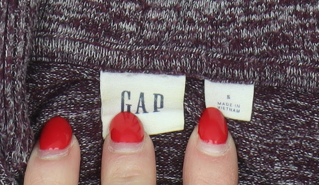 GAP Women's Purple Hooded Star Knit Full Zip Jumper S