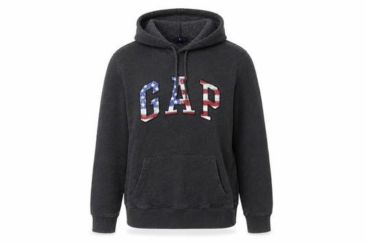Front view of Gap unisex grey hoodie xs - casual logo fleece pullover