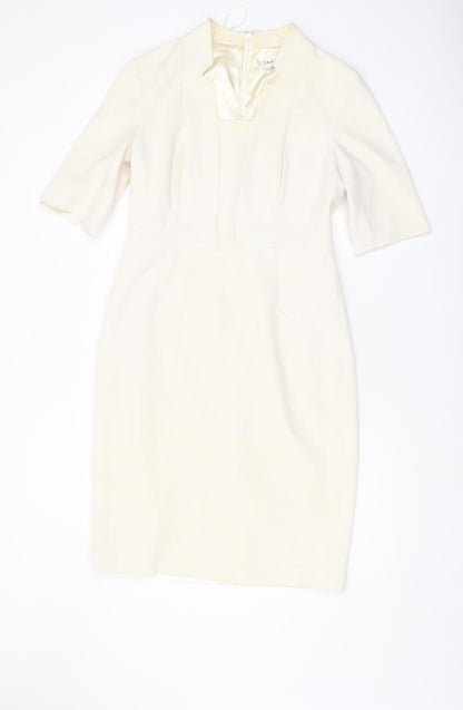 L.K. Bennett Women's Ivory Sheath Dress, Size 12, Elegant Style