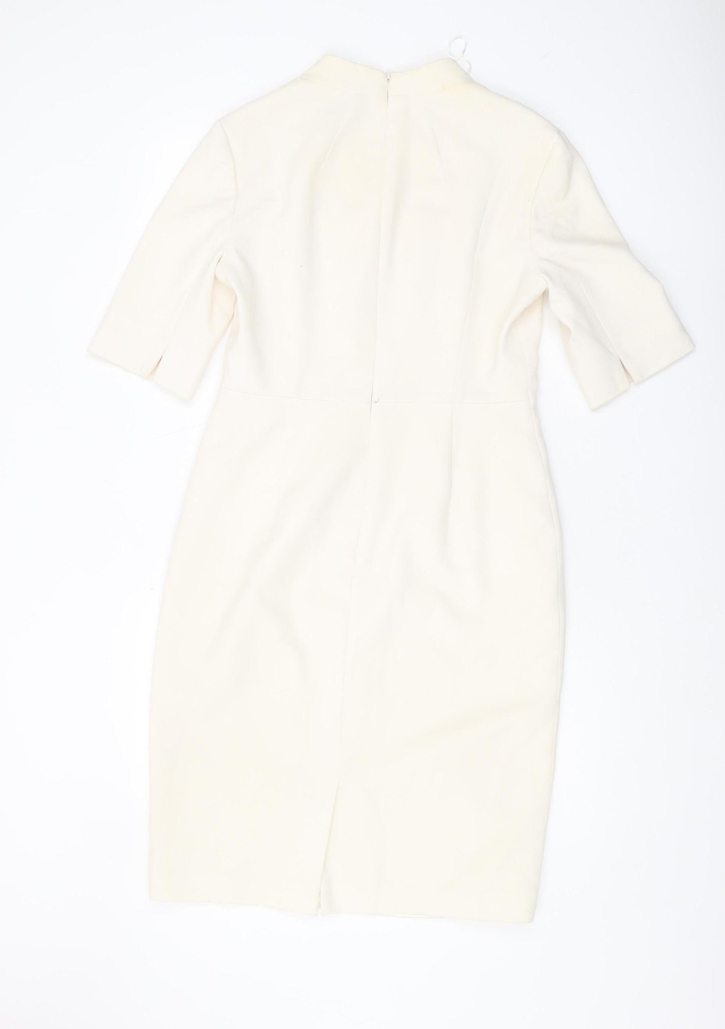 L.K. Bennett Women's Ivory Sheath Dress, Size 12, Elegant Style