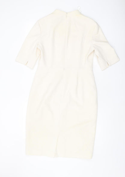 L.K. Bennett Women's Ivory Sheath Dress, Size 12, Elegant Style
