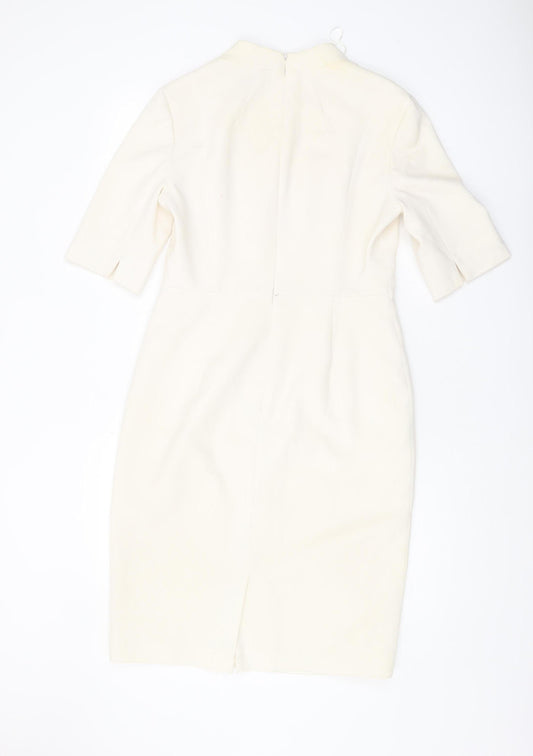 L.K. Bennett Women's Ivory Sheath Dress, Size 12, Elegant Style