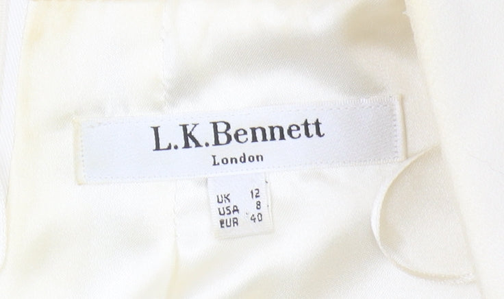 L.K. Bennett Women's Ivory Sheath Dress, Size 12, Elegant Style