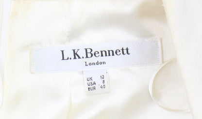 L.K. Bennett Women's Ivory Sheath Dress, Size 12, Elegant Style