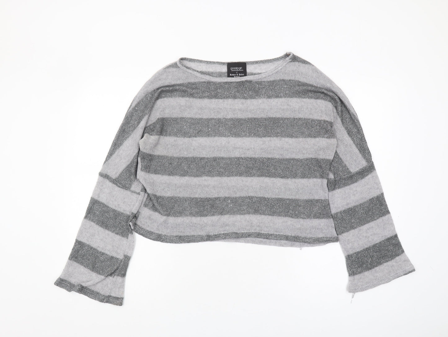 Romeo & Juliet Couture Womens Grey Striped Pullover Jumper L