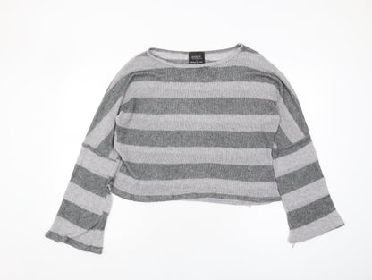 Romeo & Juliet Couture Womens Grey Striped Pullover Jumper L