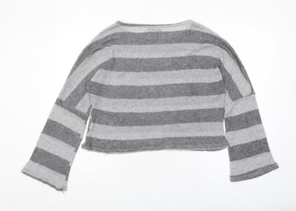 Romeo & Juliet Couture Womens Grey Striped Pullover Jumper L