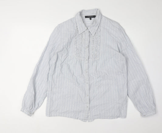 Womens UK Size 14 Debenhams White  Button-Up