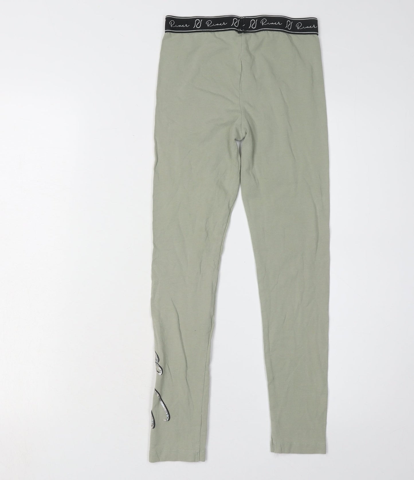 River Island Girls Green Leggings, 9-10 Years