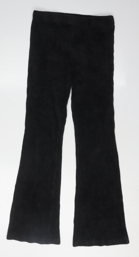 Stradivarius Unisex Black Corduroy Trousers Size L